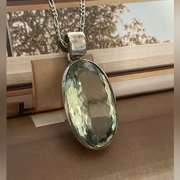 925 Sterling silver Natural Green Amethyst Pendent with Sterling silver chain!! - Picture 6 of 17